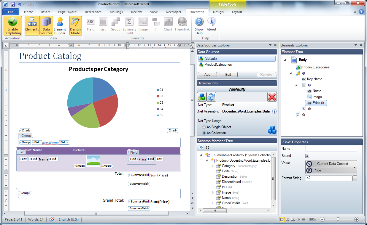 Docentric document generation and reporting toolkit for net visual